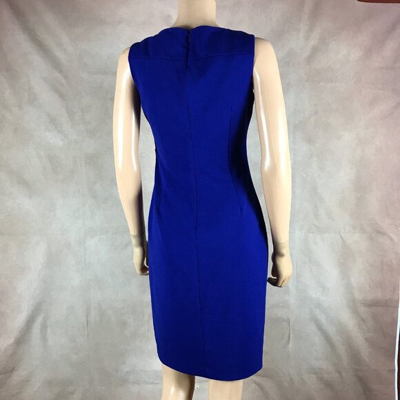 CALVIN KLEIN Starburst Pintuck Blue Sheath Dress Size 2 - Picture 4 of 6